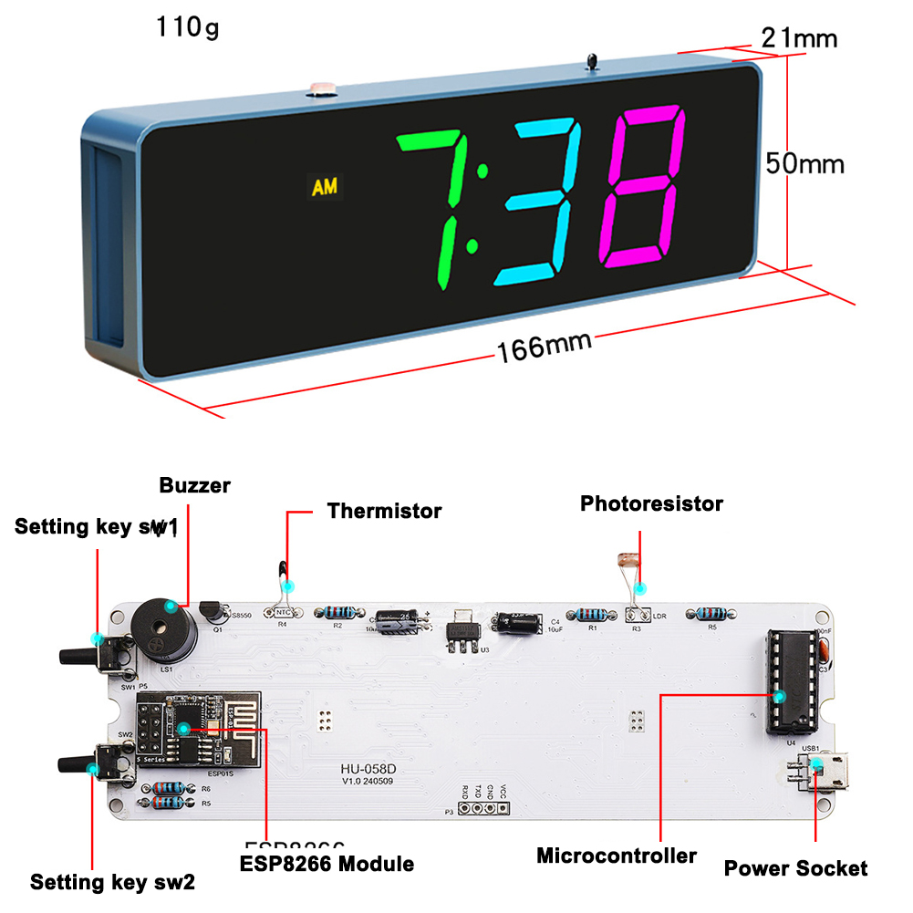 Комплект красочных часов ESP82 – обзор и цена Diy Electronics Components Kit